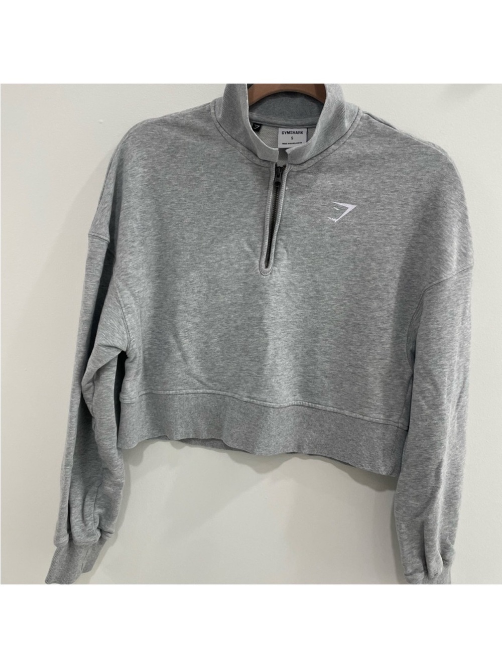 Gymshark Light Gray Cropped Quarter-Zip Sweatshirt